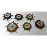 Six various wheel barometers each of ships wheel design