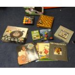 Various items including games, poker set, pool balls, vinyl albums, boxed chess set, roulette set