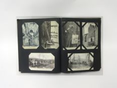 Collection of Great War postcards in album including some silk postcards and another album of war