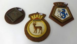 Three ships crests including Roebuck, RMAS and Adventure (3)