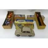 Two Pelham puppets boxed, also an electric scale model of Austin A40 Somerset by Victory Industries,