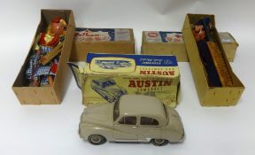 Two Pelham puppets boxed, also an electric scale model of Austin A40 Somerset by Victory Industries,