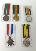 Five single medals including three Great War medals, QEII Africa medal with Kenya bar and Mercantile