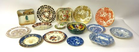 Various 19th century and later decorative plates and dishes including Royal Crown Derby, Gold Aves
