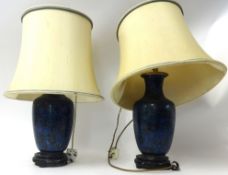 A pair of modern cloisonne table lamps, 35cm tall