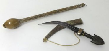 Two Middle Eastern white metal Jambaya knife and another similar object