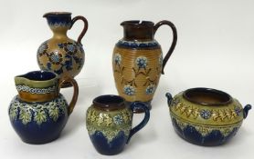 Royal Doulton Art pottery including Slaters jug, Emily J Partington Lambeth Victorian jug etc