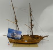 A wooden model The Prince de Neufchatel. A fast sailing United States schooner-rigged privateer,