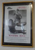 Film Review Poster 'Raging Bull' Robert De Niro, Amadas 87cm x 61mc, framed and glazed