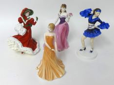 Three Royal Doulton figures ' Chloe, Christmas and The Cha Cha' also Royal Worcester figure 'Jessica