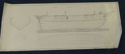 IMAUM 1858, an interesting very large collection of ship plans showing profiles and sections, also a