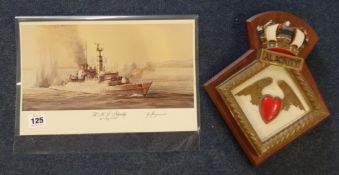 HMS Alacrity Collection, Falklands War, including shell case fired from a 4.5 gun, apparently one of
