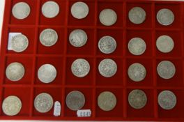 COINS a slide of Victorian YH and OH silver half crowns (24)