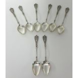 A fine sixteen piece French silver set of dessert eaters stamped 800, approximately 25 oz