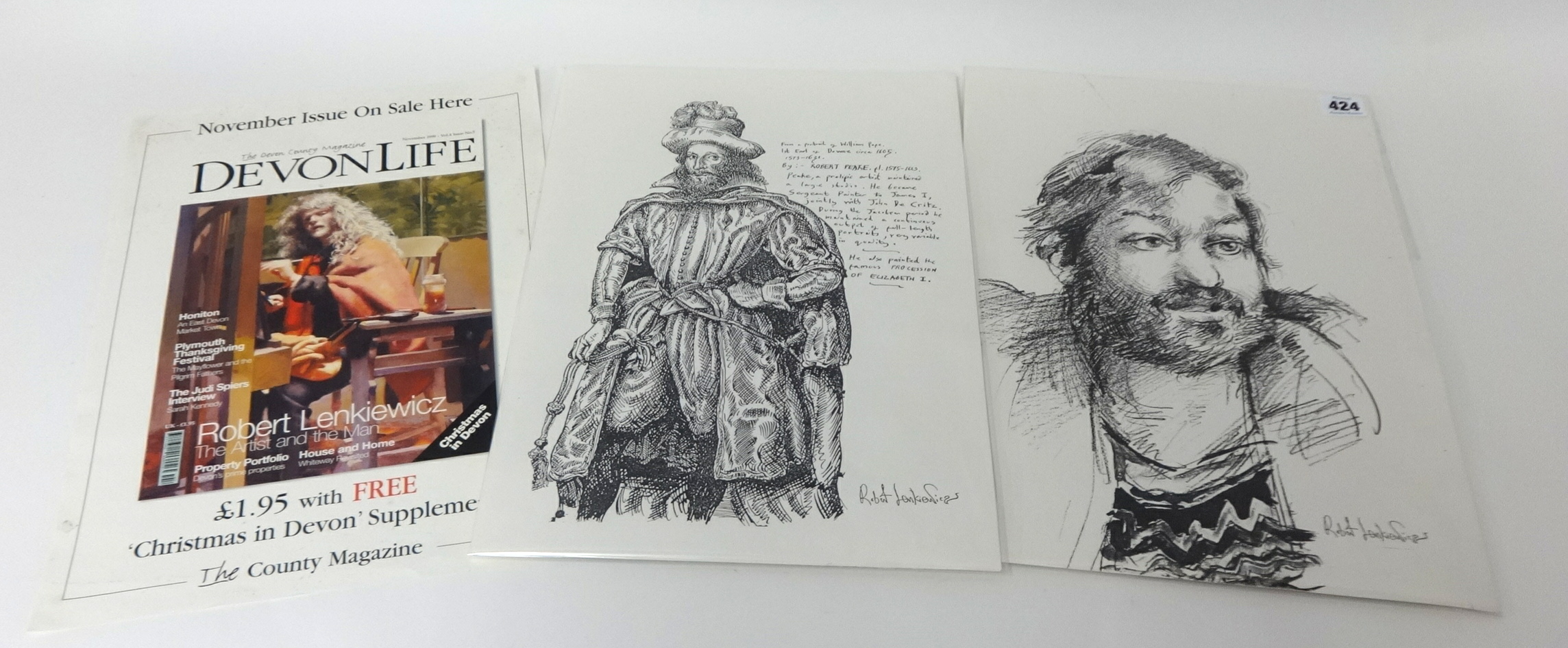 2 early photocopies of signed early drawings. May be studies for Elizabethan mural. Probably 1971.