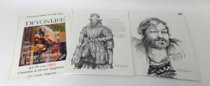 2 early photocopies of signed early drawings. May be studies for Elizabethan mural. Probably 1971.