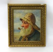 DAVID.W.HADDON (1859-1914) oil 'Study of an Elderly Fisherman', signed, 30cmx 25cm