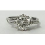 A Ladies diamond solitaire ring, set in platinum, with copy of  recent insurance valuation