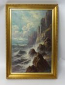 S.Y.JOHNSON oil on canvas 'Rocky Cornish Coast', signed, 59cm x 39cm