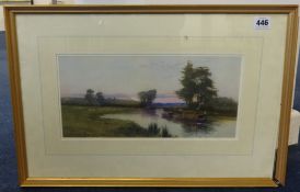 JOHN S.SANDERSON WELLS watercolour 'River Barges' signed.