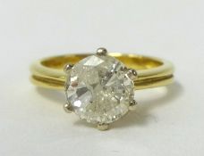 An 18ct gold diamond solitaire ring, size M , the stone approximately 1.50 ct, J-K colour, P2