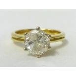 An 18ct gold diamond solitaire ring, size M , the stone approximately 1.50 ct, J-K colour, P2