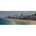 HENDERSON CISZ original acrylic on canvas 'Rio City Shoreline', signed, 50cm x 120cm, Provenance