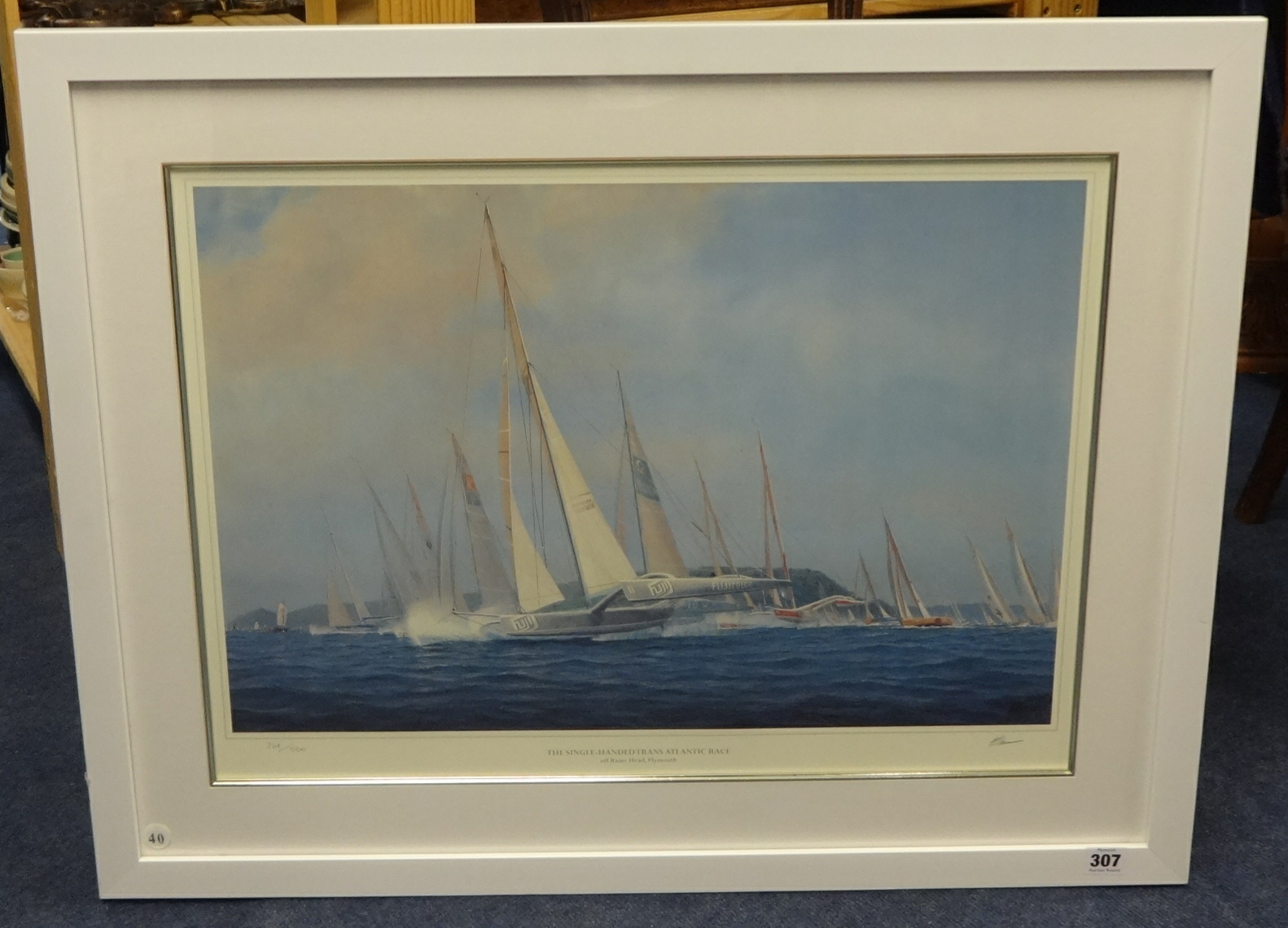 TIM THOMPSON 'The Single Handed Transatlantic Race off Rame Head, Plymouth', signed print number 234