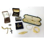 Various costume jewellery including silver and filigree butterfly brooch.