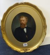 A 19th century portrait oil on paper of a bearded gentleman, framed, 25cm x 19cm.
