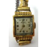A Ladies Swiss 18ct gold wrist watch, cased with seventeen jewels (Moni)