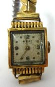A Ladies Swiss 18ct gold wrist watch, cased with seventeen jewels (Moni)