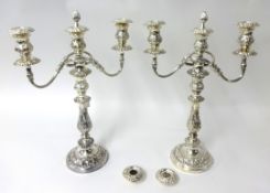 A pair of 20th century silver plated candelabra by JBC Slattery and Company with eight sconces