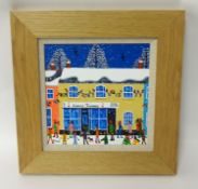 BRIAN POLLARD original acrylic 'Lewis's Tearoom, Dulverton, Devon, Christmas 2011', from the