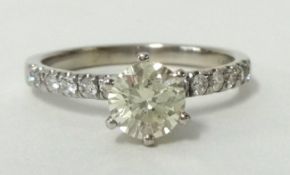 A diamond solitaire ring, approx 1.10ct, H colour, VS2, size, M 1/2.