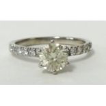 A diamond solitaire ring, approx 1.10ct, H colour, VS2, size, M 1/2.