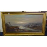 PETER COSSLETT (b1927) oil on canvas 'Kingsbridge Estuary' signed, 46cm x 90cm