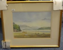 DAVE PILGRIM (Welsh artist) three watercolours Welsh Landscapes and a signed print (4) , largest