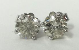 Diamond solitaire ear studs approx 1.3ct. G VS2