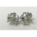 Diamond solitaire ear studs approx 1.3ct. G VS2