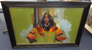 ROBERT LENKIEWICZ (1941-2002) oil on board Study of Myriam Roming, dated 1988 signed twice, 75cm x