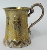 A Victorian silver and decorated christening mug inscribed 'Ruth', 4.21oz.