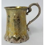 A Victorian silver and decorated christening mug inscribed 'Ruth', 4.21oz.