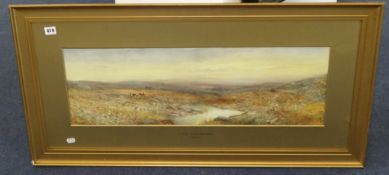 WILLIAM WIDGERY (1822-1893) watercolour 'Lydford Moors, Dartmoor' signed, 51cm x 100cm.