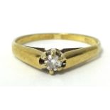 9ct diamond solitaire ring, size, J.