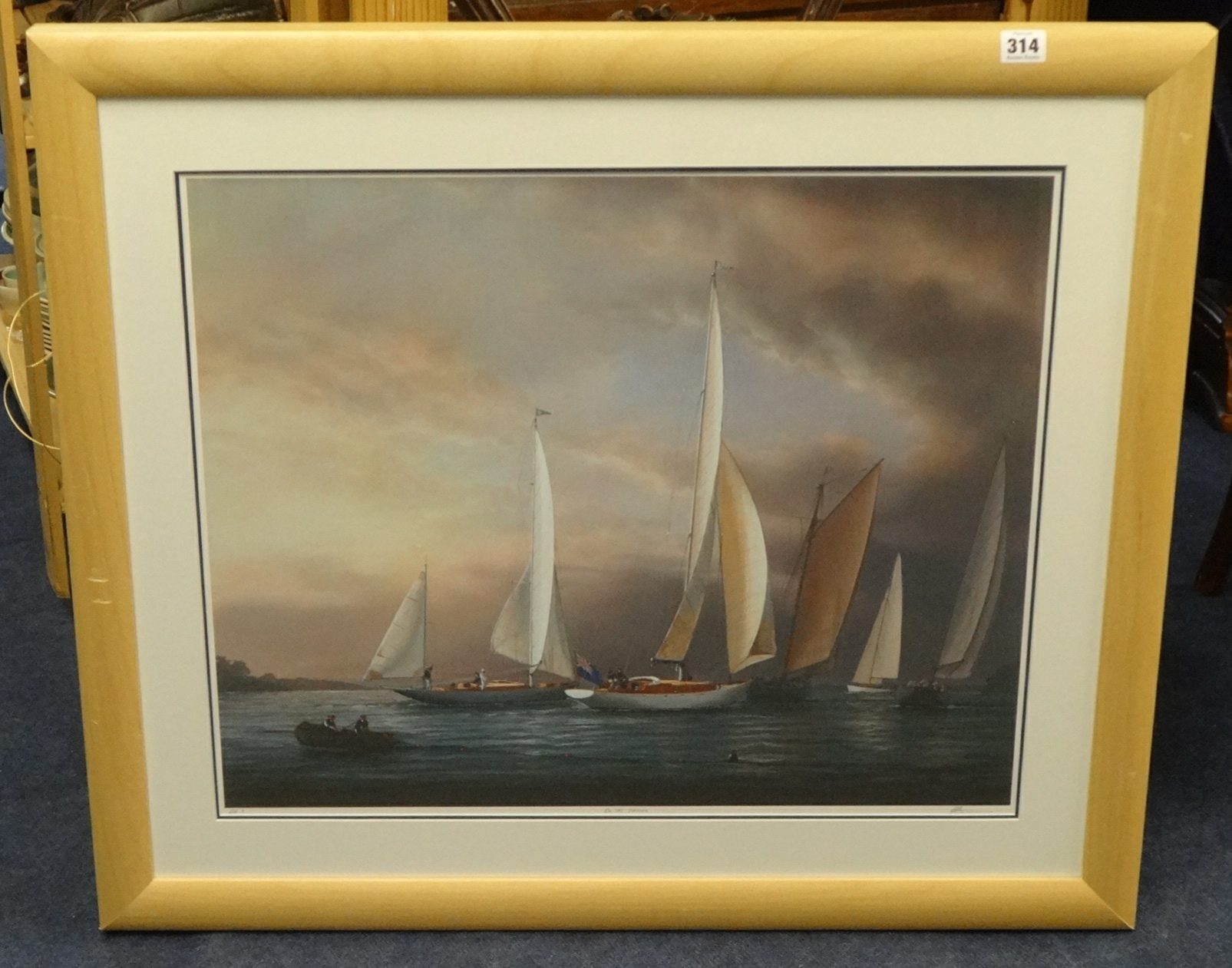 TIM THOMPSON signed print, artist proof number 1 'On the Tamar Sailing', 52cm x 61cm