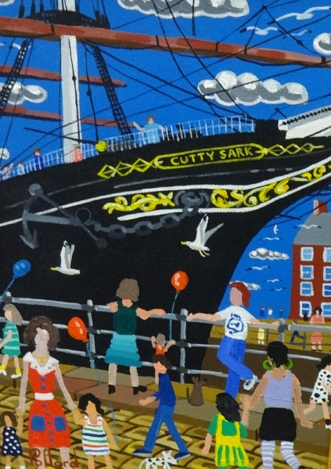 BRIAN POLLARD acrylic 'Cutty Sark - Starboard Side', 24cm x 16cm.