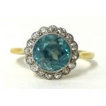Zircon and diamond cluster ring, Edwardian set in 18ct gold, size, N.