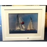 TIM THOMPSON print 'Yachts, America 's Cup' 29cm x 39cm
