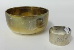 A silver sugar bowl and silver napkin ring, 4.30 oz.